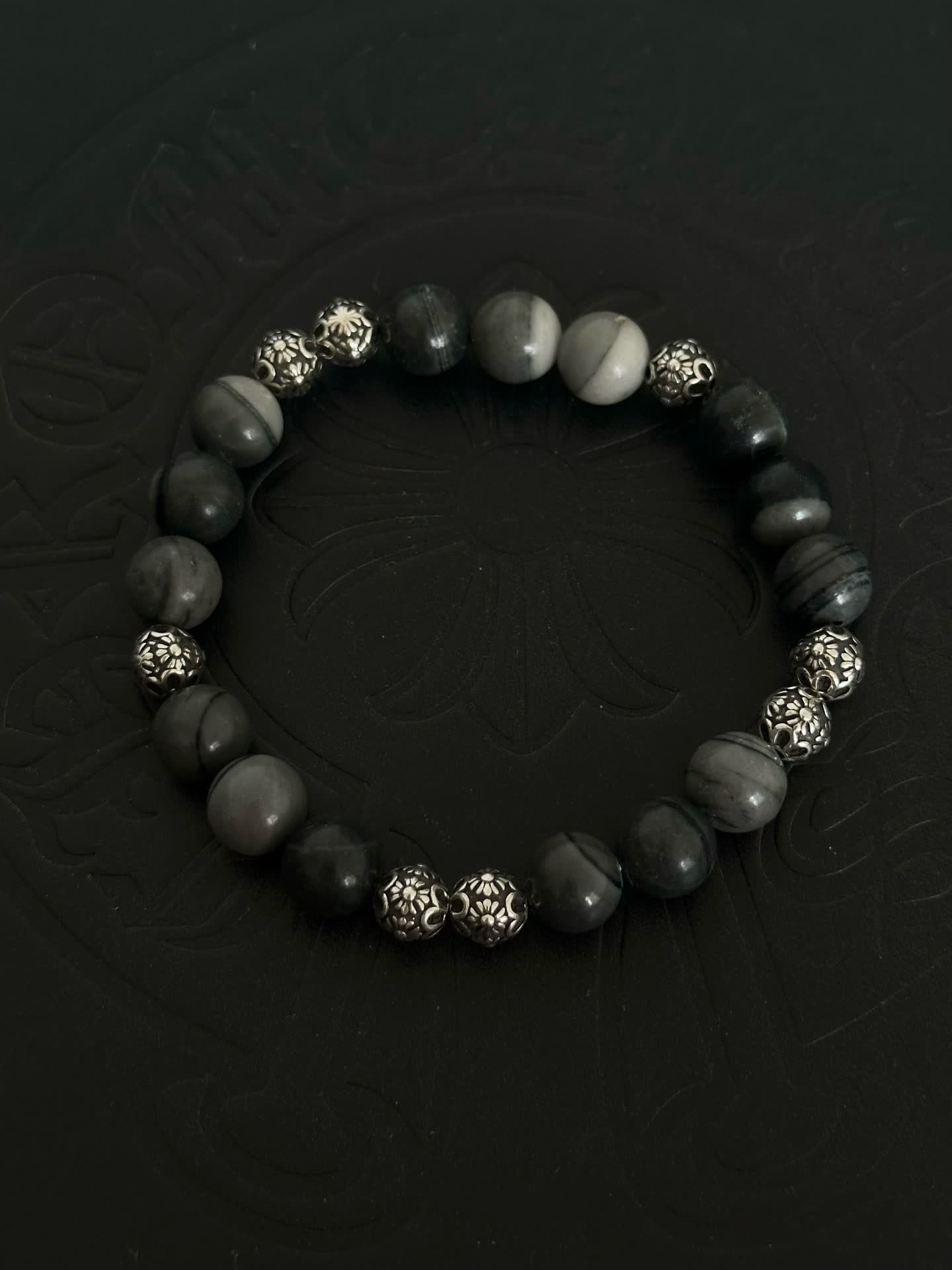Chrome Hearts Beaded Bracelet with Silver Spacers
